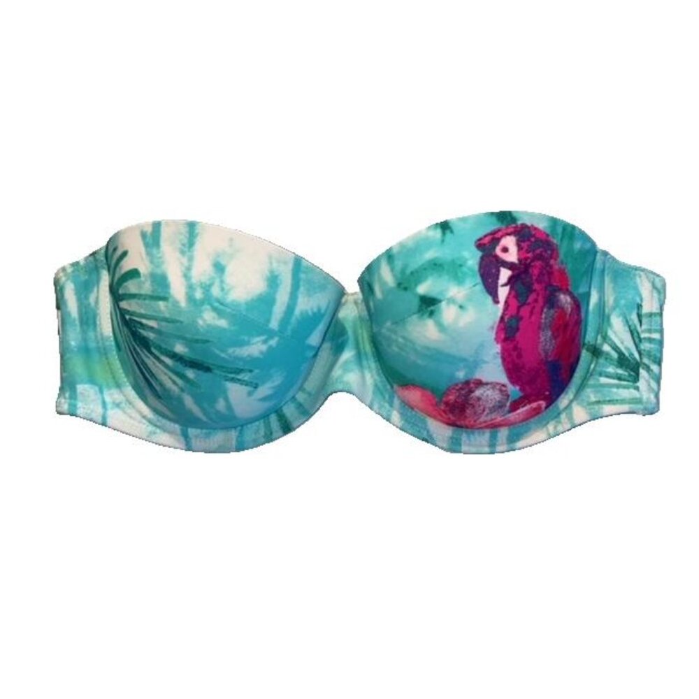 Strapless Bikini Top with parrot design